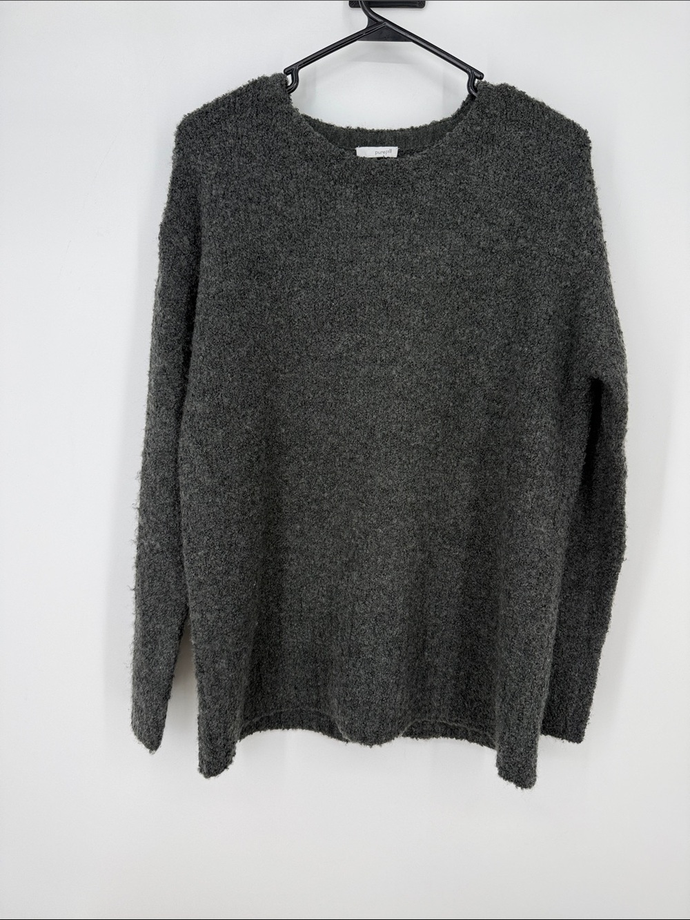 Pure J.Jill Pullover Sweater Textured Bounce Wool Blend Ribbed Hem Oversized XS